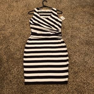 Rachel Roy Dress Small Black White Striped Bodycon